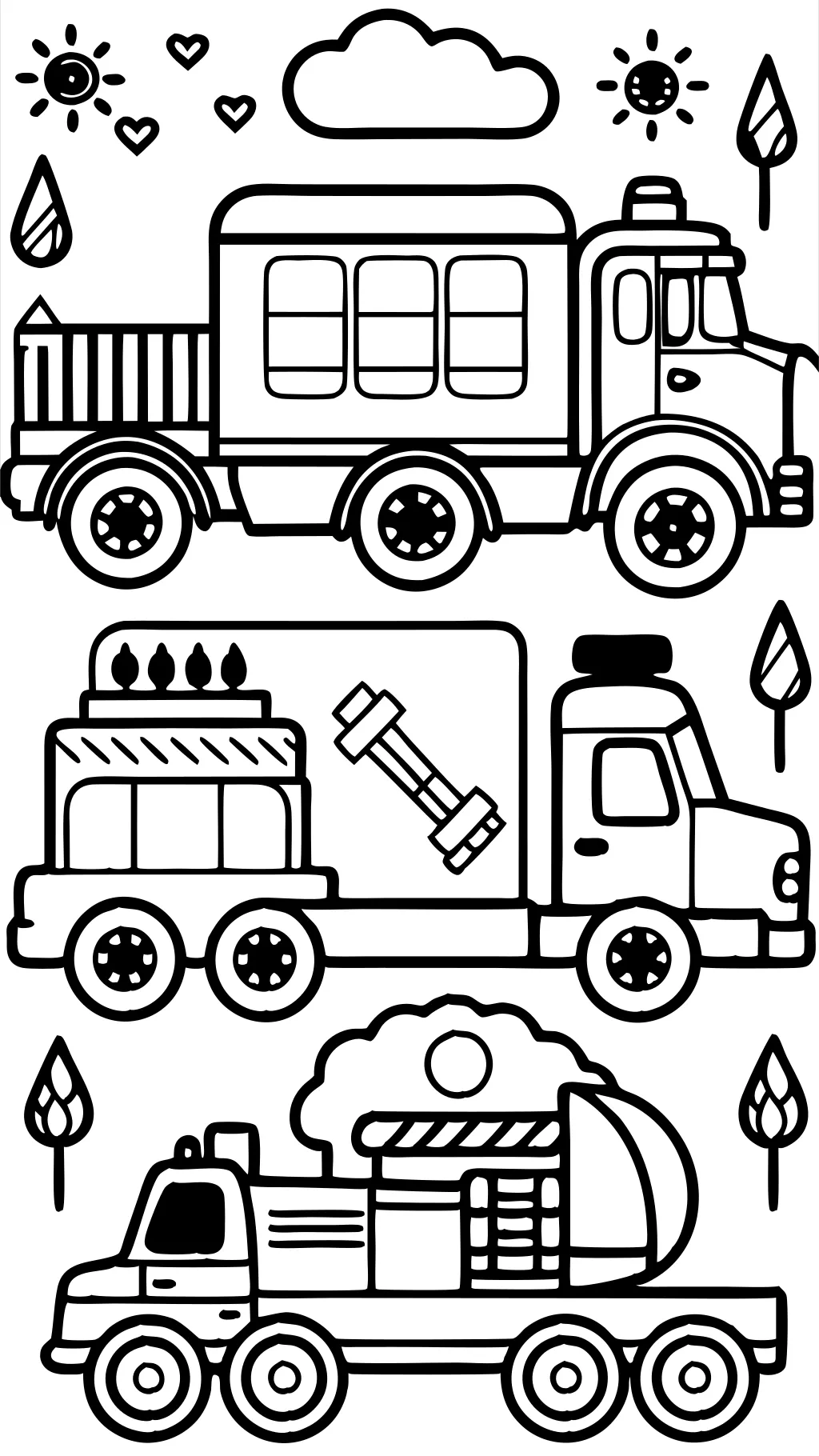 coloring page trucks